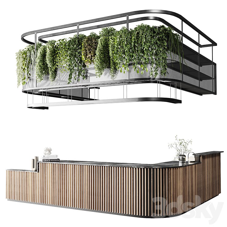 Pro_3DSky_Coffee_Shop_Reception_Restaurant_Counter_by_Hanging_Plant.rar آبجکت تک دکور مغازه کد8 - Image 1
